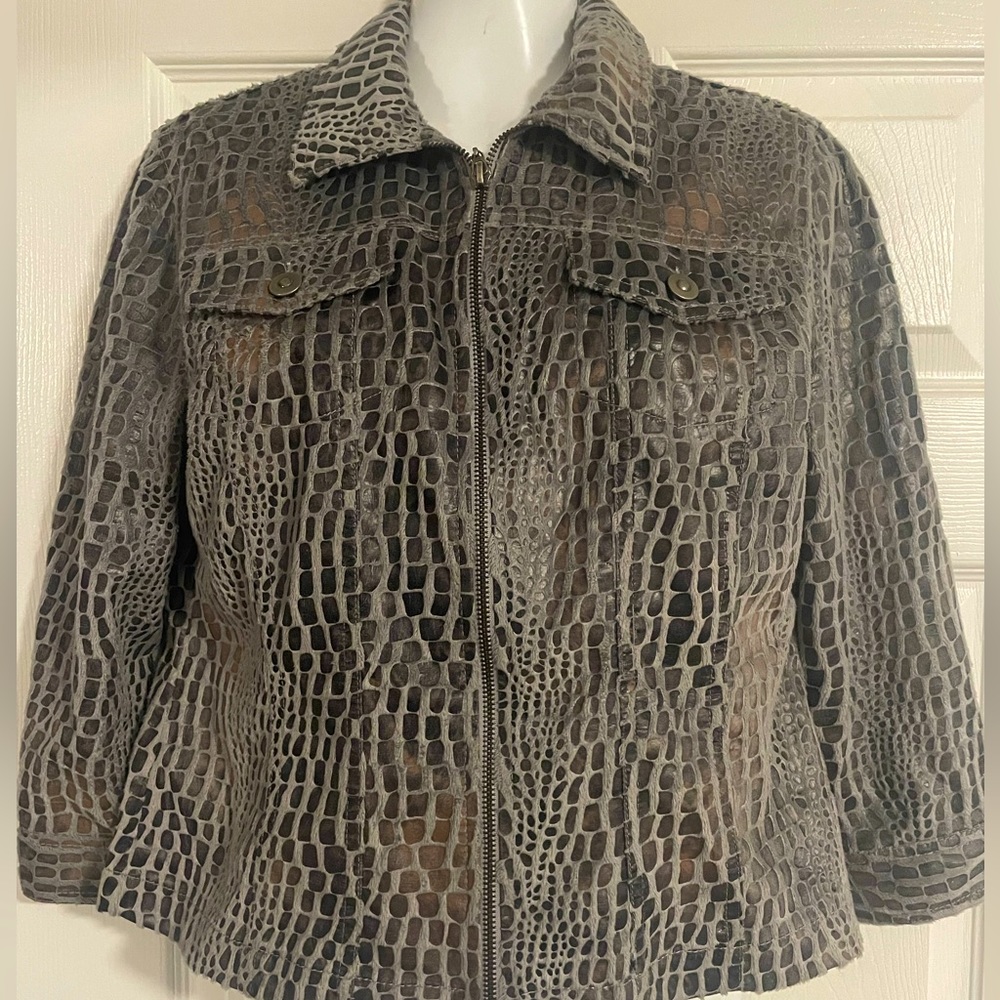 Ruby Rd animal print zip-up jacket blazer size 8